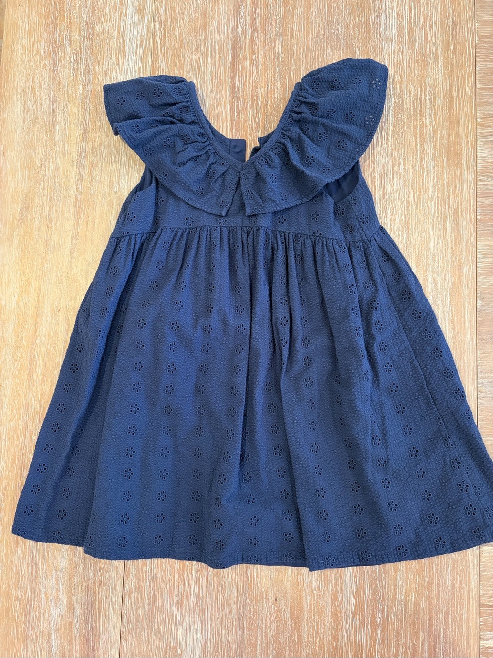 NEXT Navy Eyelet Ruffle Collar Dress